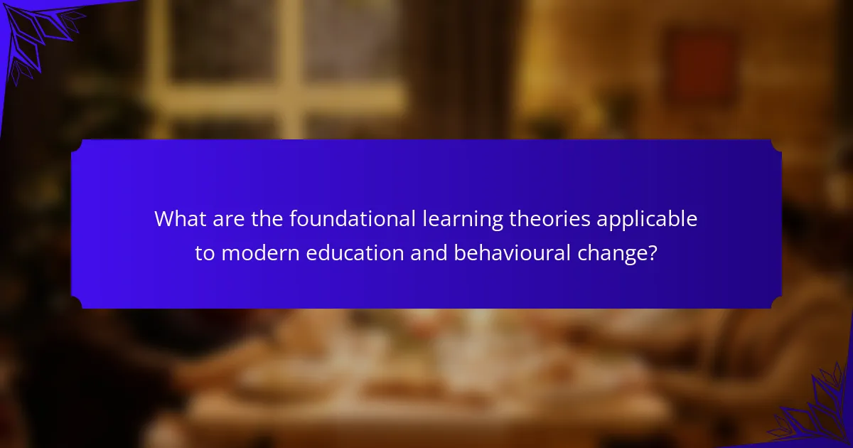 What are the foundational learning theories applicable to modern education and behavioural change?