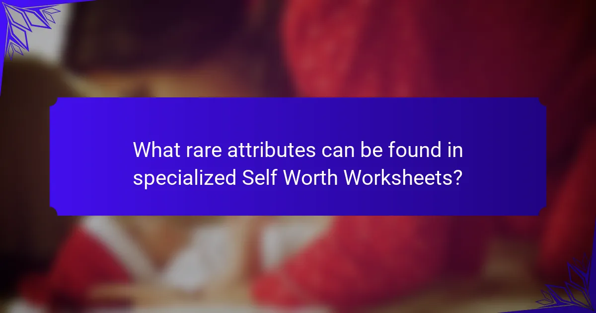 What rare attributes can be found in specialized Self Worth Worksheets?