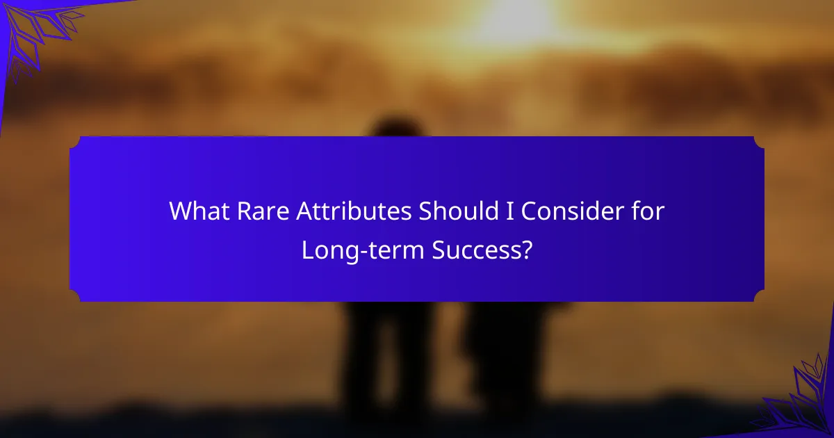 What Rare Attributes Should I Consider for Long-term Success?